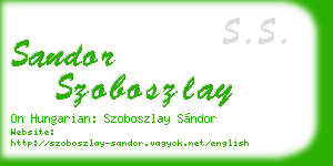 sandor szoboszlay business card